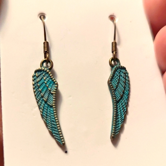 Turquoise Feather Earrings - Picture 3 of 4
